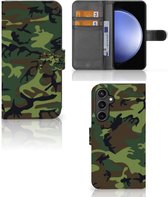 Geschikt voor Samsung Galaxy S23 FE Portemonnee hoesje Army Dark