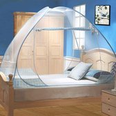 Lit moustiquaire, moustiquaire pliable, moustiquaire de voyage portable, tente de camping anti-moustique avec double porte, 150 x 200 cm, bordure bleue