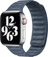 By Qubix Denim nylon bandje - Donkerblauw - Geschikt voor Apple Watch 42mm - 44mm - 45mm - Ultra - 49mm - Compatible Apple watch bandje - smartwatch