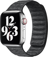 By Qubix Denim nylon bandje - Zwart - Geschikt voor Apple Watch 42mm - 44mm - 45mm - Ultra - 49mm - Compatible Apple watch bandje - smartwatch bandje