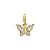 Lucardi Dames Zilveren goldplated bedel vlinder - Hanger - 925 Zilver - Goudkleurig