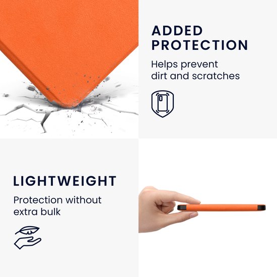 kwmobile case geschikt voor Kobo Clara 2E hoes - E reader cover van microvezel - Hoesje in oranje van Merkloos — afbeelding 3