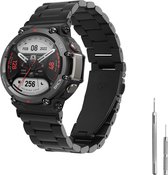 kwmobile Vervangend horlogebandje geschikt voor Huami Amazfit T-Rex 2 - 14 - 22 cm RVS horloge bandje - metallic zwart
