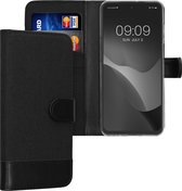 kwmobile telefoonhoesje geschikt voor Motorola Moto G73 5G - Hoesje met pasjeshouder in antraciet / zwart - Case met portemonnee