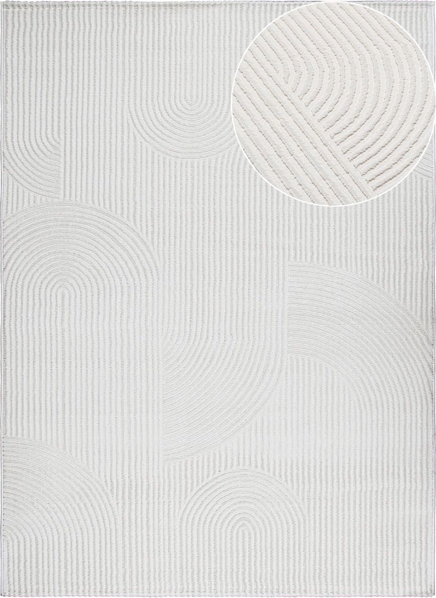 flycarpets Nara Modern Japandi Stijl Vloerkleed - Creme - Laagpolig Tapijt - 200x290 cm