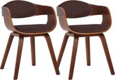 CLP Kingston Set de 2 chaises de salle à manger / Avec accoudoirs - Tissu - noyer/noyer brun