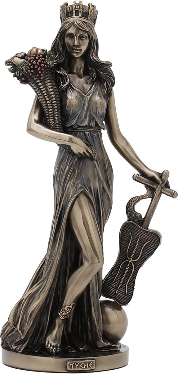 Veronese Design Tyche Griekse Godin van Geluk, Fortuin en Voorspoed - gebronsd beeld - 28cm