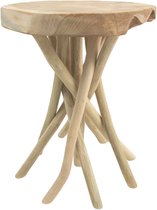 Kruk Leroy - ø35x45 cm - Bruin - Teak - krukje hout, krukjes om op te zitten, krukje badkamer, krukjes om op te zitten volwassenen, krukje make up tafel, kruk, krukje, houten krukje,