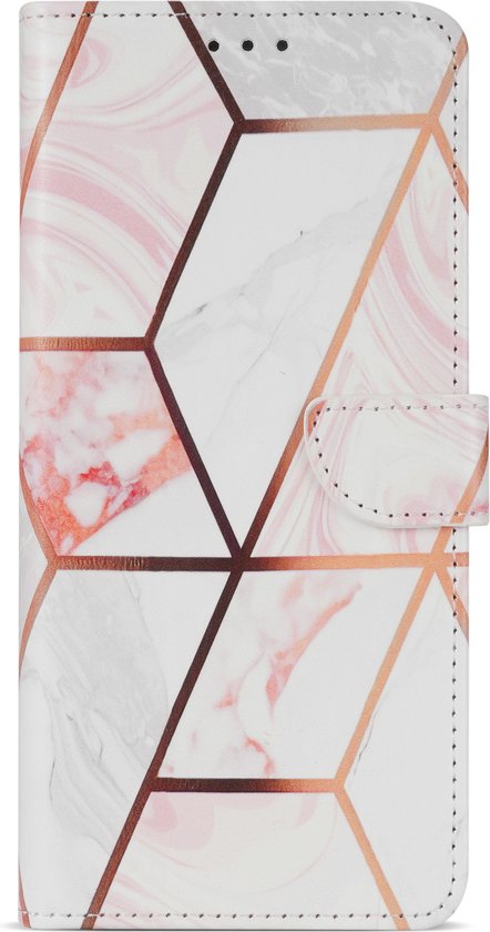 Geschikt Voor Oppo A78 5G Hoesje - Solidenz Bookcase A78 5G - Telefoonhoesje A78 5G - Case Met Pasjeshouder - Cover Hoes - Marmer