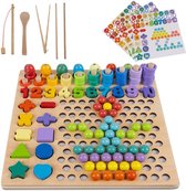 Playos® - Balles Montessori - Chiffres et formes - Jeu de pêche - Puzzle en bois - Jouets Montessori - Jouets Éducatif - Jouets mosaïques - Houten Speelgoed - Jouets sensoriels - Tri - Jouets d'éveil - Apprendre à manger avec des Couverts