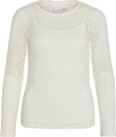 Vila T-shirt Vicarsa L/s Lace Top 14093129 Egret Dames Maat - S