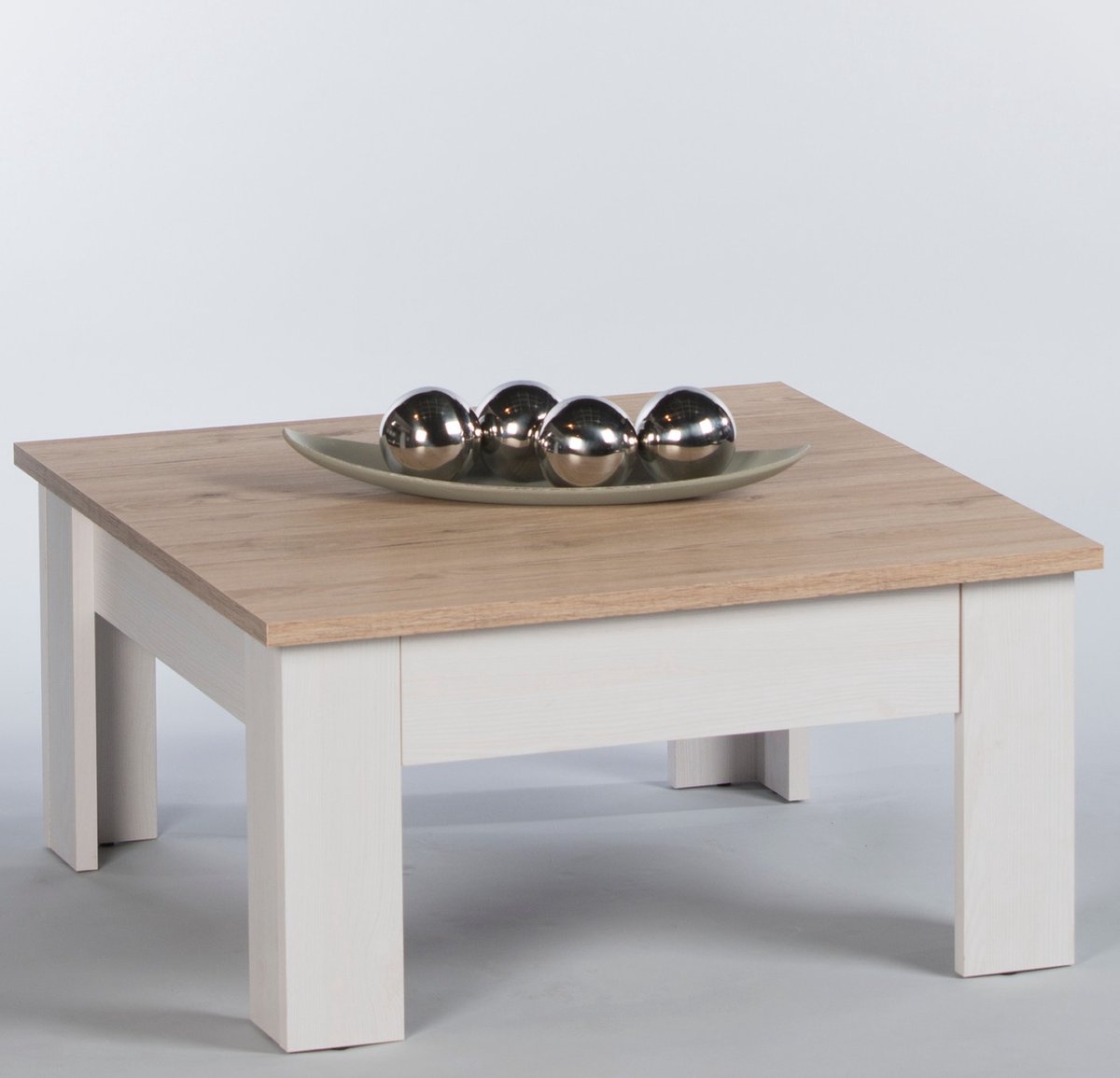Salontafel Armando 78 X 78cm Met 1 Lade - Eik/wit - Emob - Salontafel - Wit; Bruin - Spaanplaat