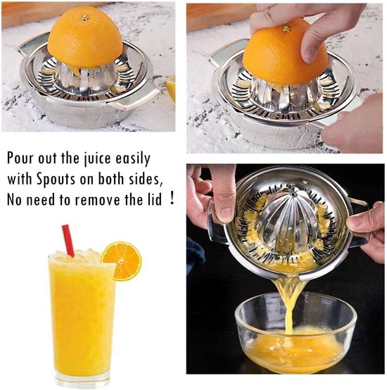 Citrus Juicer Orange Squeezer Manual Stainless Steel Lemon Squeezer with Container 412 ml — afbeelding 3