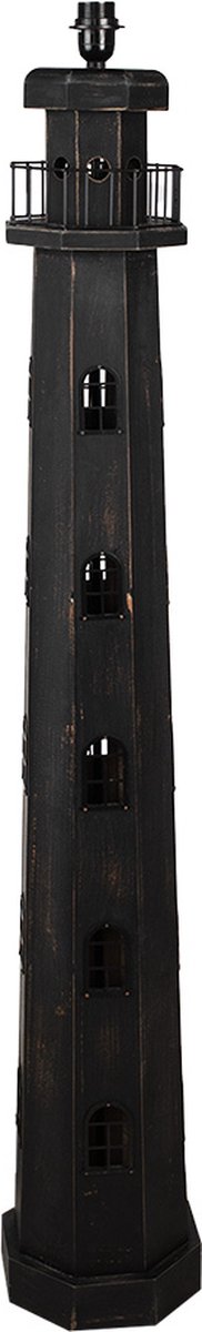 Clayre & Eef Vloerlamp Vuurtoren 23x23x140 cm Zwart Hout