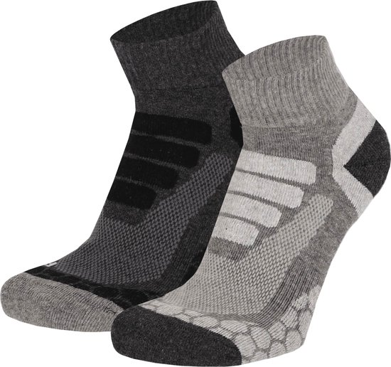 Xtreme Wandelsokken Quarter - Lage hiking sokken - 2-pack - Multi Grey - Maat 42/45
