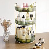 Make-up cosmetica-organizer, 360 graden rotatie, 3 verdiepingen, verstelbaar, cosmetica, huidverzorging, organizer, cosmetische opbergdoos, desktop van kunststof, voor commode, badkamer,