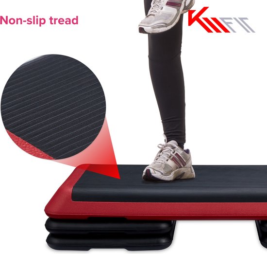 KM-Fit Aerobic Step - Anti-Slip Laag - Stepper Fitness - Stepbank - Thuis en Sportschool - 108 × 41 × 10/15/20 cm