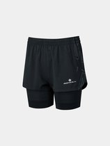 Ronhill | Tech Marathon Twin Short | 2-in-1 Shorts | Dames - Black - XL
