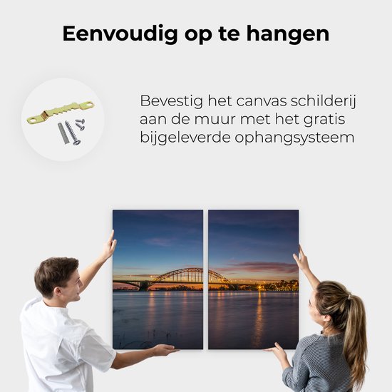 Tableau sur toile Diptyque Artaza Pont Waal à Nimègue - 160x120 - Groot - Photo sur toile - Impression sur toile