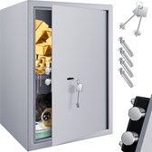 KESSER® Kluis met sleutelslot - mechanische Muurkluis 50x35x31 cm Safe - Klusje met 2 Sleutels & Bevestigingsschroeven - Zilver