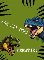 Lise Schrijft | Uitnodiging Kinderfeestje | Duurzaam | Jongen | 15 kaarten | Dino | met leuke sluitstickers | incl. zwarte envelop |