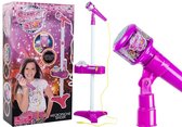 Karaokeset voor kinderen - roze - microfoon met standaard en MP3 padprojector