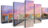 Artaza Canvas Schilderij Vijfluik Willemstad Gekleurde Huisjes in Curaçao - 150x80 - Foto Op Canvas - Canvas Print