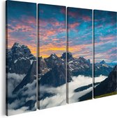 Artaza Canvas Schilderij Vierluik Bergen Landschap Met Wolken In Italië - 160x120 - Groot - Foto Op Canvas - Canvas Print