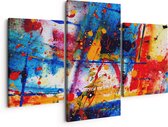Artaza Canvas Schilderij Drieluik Abstracte Kunst - Kleurvolle Hand Gemaakte Acryl - 150x120 - Groot - Foto Op Canvas - Canvas Print