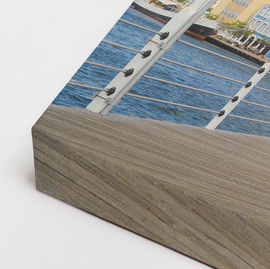 Artaza Peinture sur toile Triptyque Maisons colorées de Willemstad à Curaçao - 150x120 - Groot - Photo sur toile - Impression sur toile