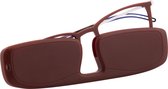 ReadEasy Leesbril in Ultra Dunne Etui - Sterkte +1 - TR90 Montuur - Geen Kapotte Bril Meer - Bruin - Modern