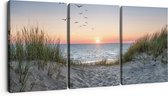 Artaza Peinture sur Toile Triptyque Plage et Dunes - 180x80 - Groot - Photo sur Toile - Impression sur Toile