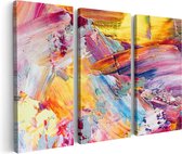 Artaza Canvas Schilderij Drieluik Abstracte Kunst - Aquarel Gemengde Kleuren - 180x120 - Groot - Foto Op Canvas - Canvas Print