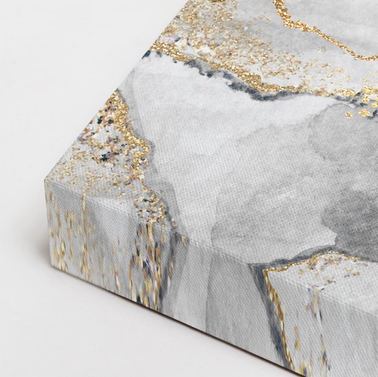 Artaza Peinture sur Toile Triptyque Art Abstrait - Zwart avec Marbre Witte - 180x80 - Groot - Photo sur Toile - Impression sur Toile