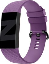 Bandz siliconen band 'Classic' geschikt voor Fitbit Charge 3 / Charge 4 - Hoogwaardig siliconen materiaal bandje - Ideaal voor dagelijks gebruik - paars siliconen bandje - maat S
