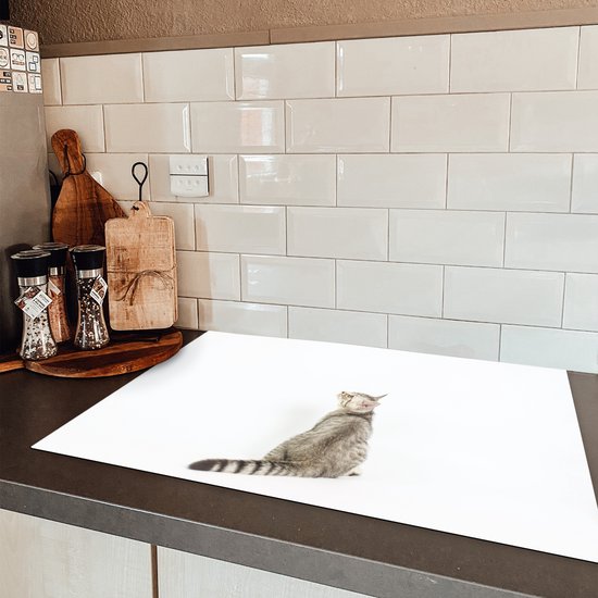 KitchenYeah® Inductie beschermer 78x52 cm - Kat - Huisdieren - Vacht - Kookplaataccessoires - Afdekplaat voor kookplaat - Inductiebeschermer - Inductiemat - Inductieplaat mat