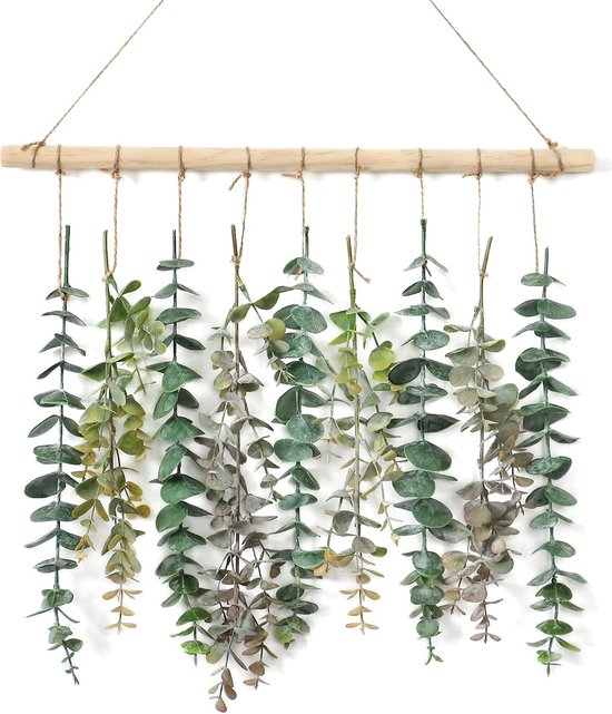 Kunstmatige hangplanten, eucalyptus, bladeren, kunstmatige planten, eucalyptus, takken, kunstplanten voor tuin, binnen, outdoor, hangplant, kunstmatige decoratie, woonkamer, slaapkamer