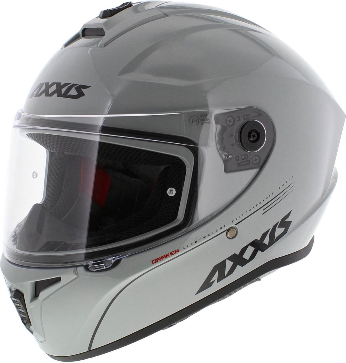 Axxis Draken S integraal helm solid glans grijs S - Motorhelm / Scooterhelm / Karthelm
