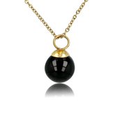 My Bendel - Goudkleurige ketting met Onyx balletje - Goudkleurige ketting met Onyx balletje - Met luxe cadeauverpakking