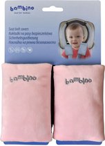 Gordelhoes baby autostoel - Gordelbeschermers Maxi Cosi - Set van 2 gordelhoezen roze/grijs