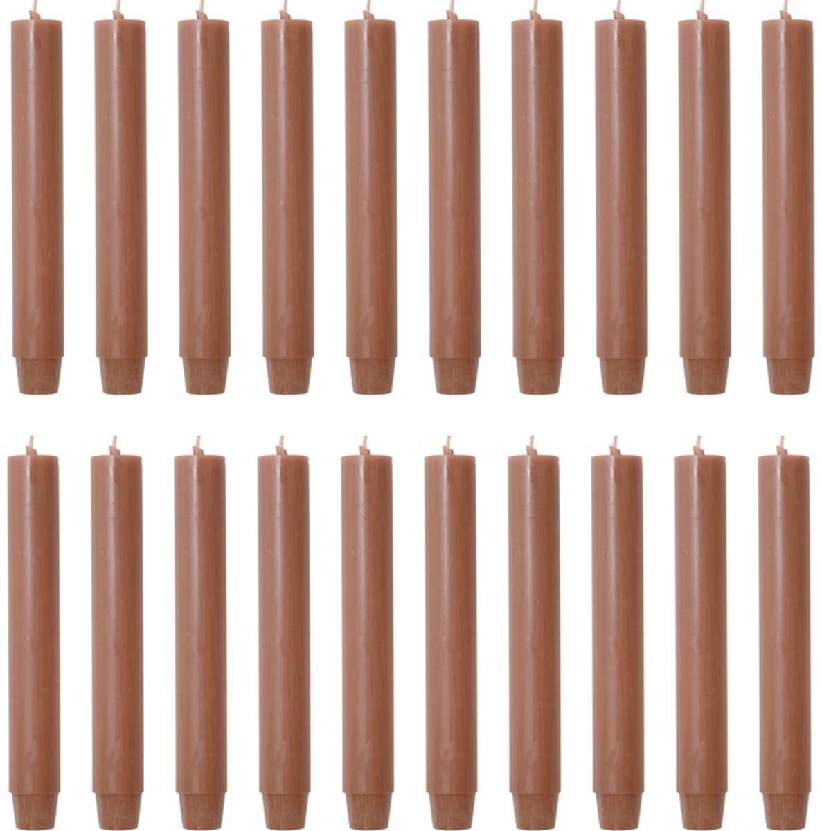 Rustik Lys chique mooie dinerkaarsen pak van 20 stuks 2.6 x 18 cm in de kleur Brique