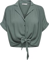 Only Blouse Onlpaula Life S/s Tie Shirt Wvn Noo 15281497 Balsam Green Ladies Size - L
