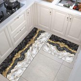 Wasbare keukenmatten, set van 2, antislip en absorberend, zonnebloem patroon, keukenloper, keukenkleed voor keuken, woonkamer, eetkamer, badkamer (Marbled A, 40 x 120 cm + 40 x 60 cm)