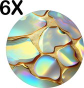 BWK Flexibele Ronde Placemat - Parlemour met Goud - Set van 6 Placemats - 50x50 cm - PVC Doek - Afneembaar