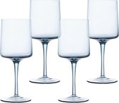 Blauw getinte wijnglazen set van 4 - Gekleurde wijnglazen met steel - Stijlvolle ontwerp glaswerk voor het serveren van wijn, cocktails en desserts.