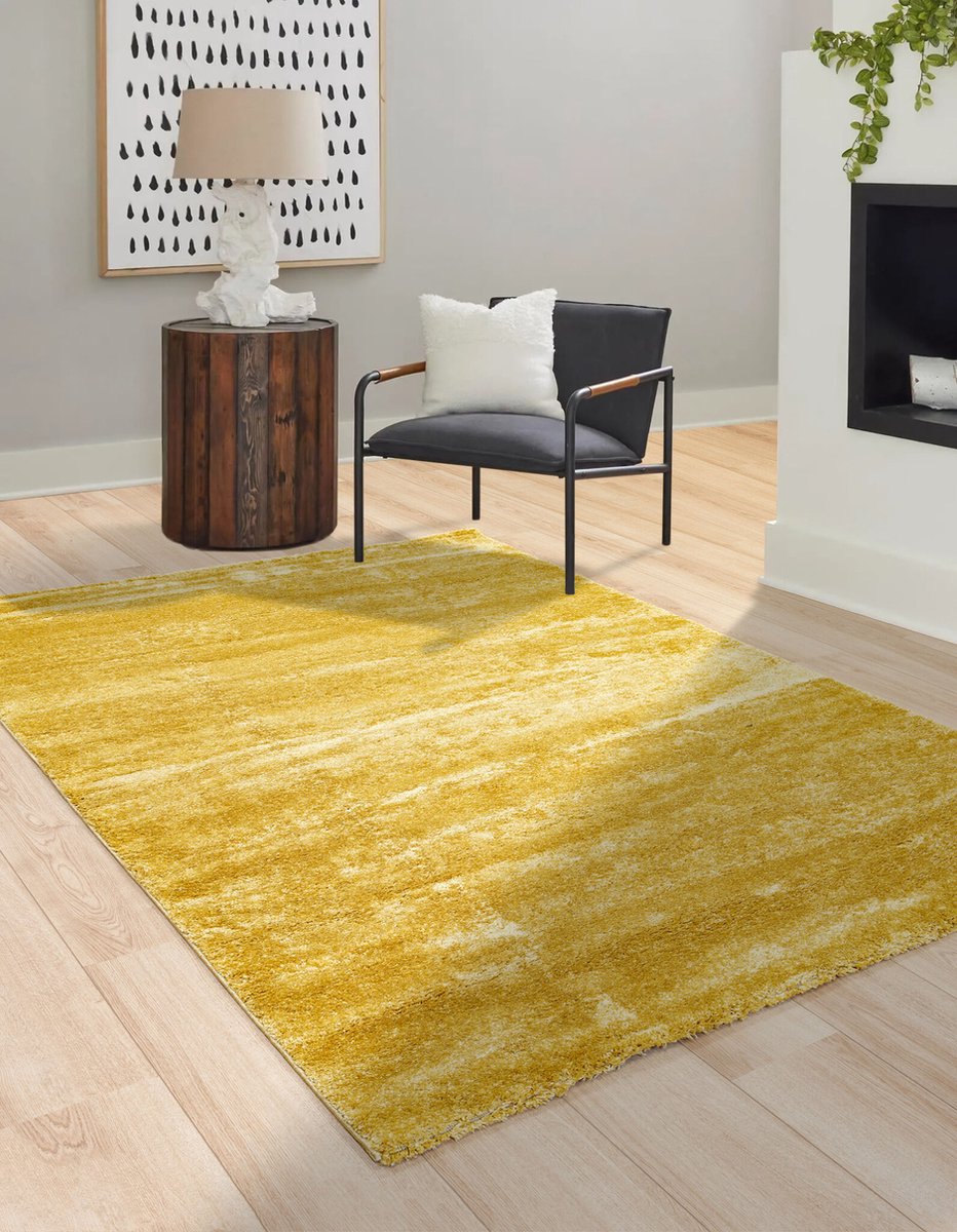 Flycarpets Bolana Modern Effen Vloerkleed - Geel - 160x230 cm