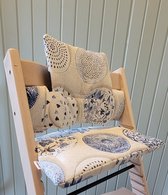 Pebbeltje - kinderstoel kussenset / stoelverkleiner voor Stokke Tripp Trapp - handgemaakt - Blauw/Beige - Stokke kussen