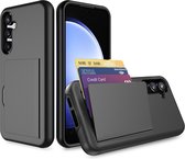 Smartphonica Samsung Galaxy S23 hoesje sterk TPU met pashouder - Zwart / Back Cover geschikt voor Samsung Galaxy S23