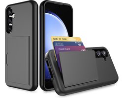 Smartphonica Samsung Galaxy S23 hoesje sterk TPU met pashouder - Zwart geschikt voor Samsung Galaxy S23