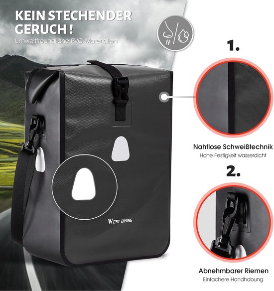 Sacoche de vélo, 18 litres, sacoche de vélo pour porte-bagages